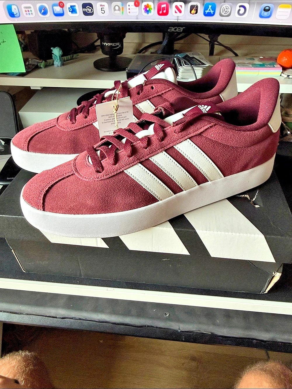 adidas VL Court 3.0 Shadow Red Cloud White Sneakers Red & White US 10.5